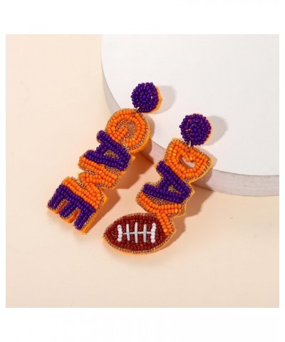 Game Day Beaded Earrings Statement Game Day Football Dangle Earrings Game Team Spirit Earrings Sports Fan Jewelry Gifts for W...