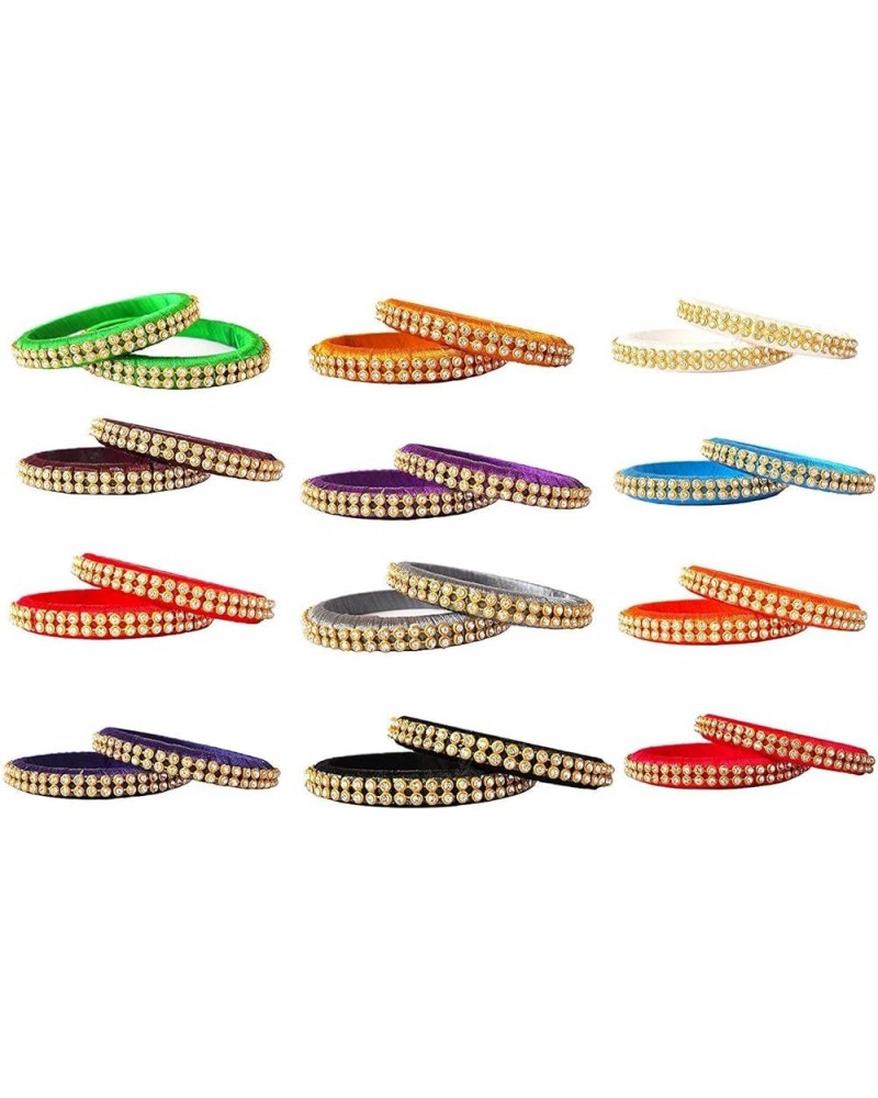 Silk Thread Bangles Combo in Elegant Bangles Set of 20 Bangles in 10 Colors Multicolor 2.2 $11.50 Bracelets