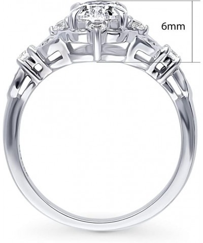 Sterling Silver Halo Wedding Engagement Rings Oval Cut Cubic Zirconia CZ Art Deco Ring for Women, Rhodium Plated Size 4-10 $2...