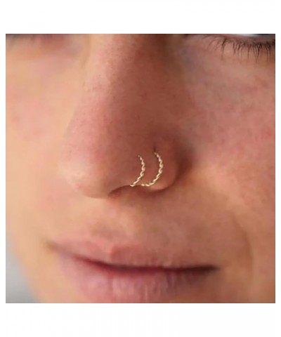 Double Nose Hoop Ring for Single Piercing Nose Hoop, Twist Nose Ring Hoop For Women, Silver Spiral Nose Hoop For Girls, Nostr...