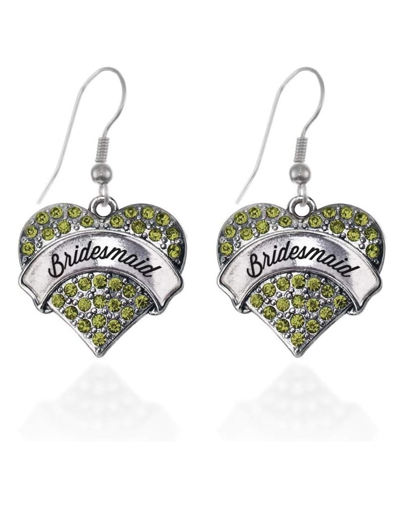 Silver Pave Heart Charm French Hook Drop Earrings with Cubic Zirconia Jewelry Green Bridesmaid $11.79 Earrings