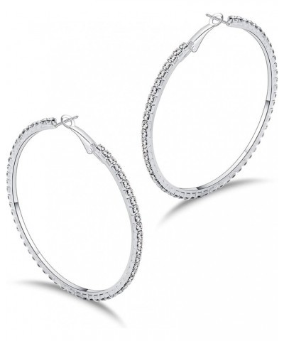 Hoop Earrings for Women and Girls, Shinning Rhinestone Hoop Earrings, Hypoallergenic Plated Alloy Earrings, Silver 5cm $7.78 ...