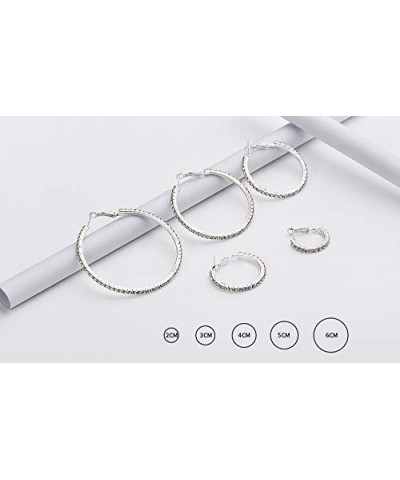 Hoop Earrings for Women and Girls, Shinning Rhinestone Hoop Earrings, Hypoallergenic Plated Alloy Earrings, Silver 5cm $7.78 ...