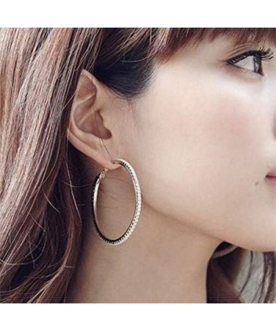 Hoop Earrings for Women and Girls, Shinning Rhinestone Hoop Earrings, Hypoallergenic Plated Alloy Earrings, Silver 5cm $7.78 ...