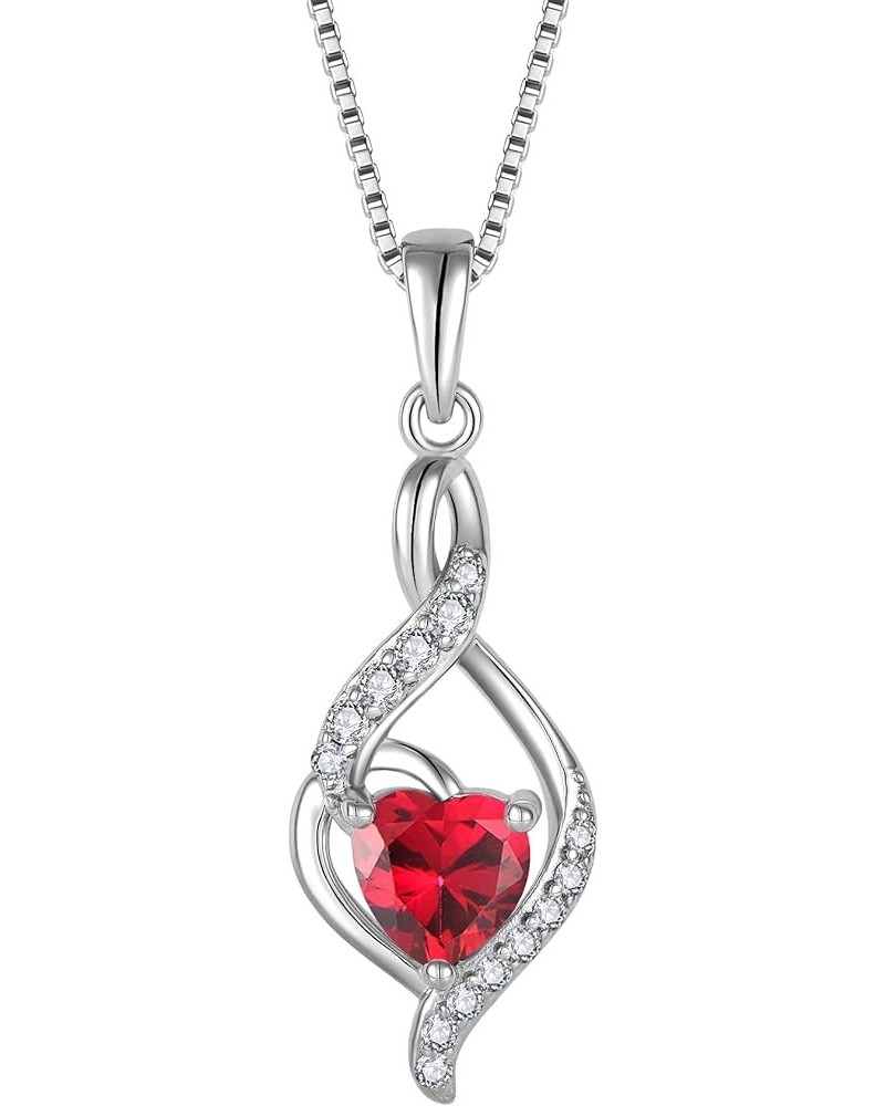 Infinity Pendant Necklace 925 Sterling Silver Heart Birthstone Jewelry for Women 07-ruby-Jul $20.50 Necklaces