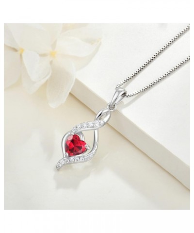 Infinity Pendant Necklace 925 Sterling Silver Heart Birthstone Jewelry for Women 07-ruby-Jul $20.50 Necklaces