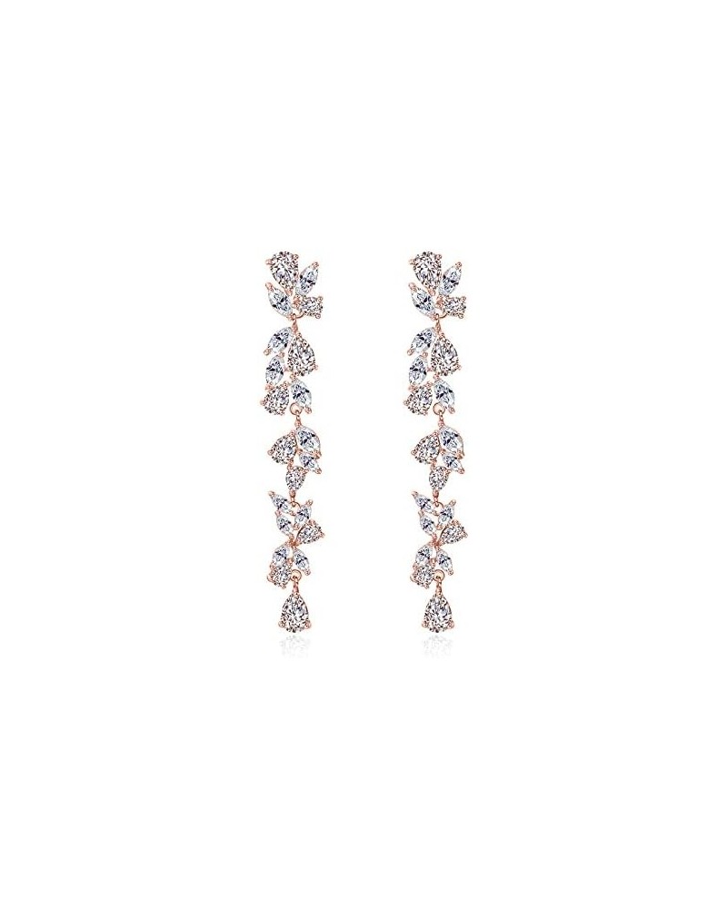 Wedding Earrings Elegant Dangle Drop CZ Marquise Cubic Zirconia AAAAA 18K Gold Plated Rhinestone Luxurious for Brides Bridal ...