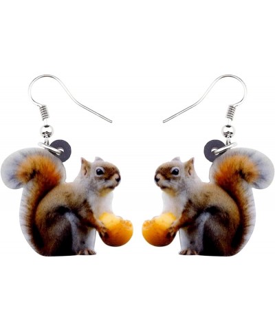 Acrylic Christmas Nut Squirrel Dangle Earrings Fashion Jewelry For Women Girls Ladies Funny Gift Brown $7.79 Earrings