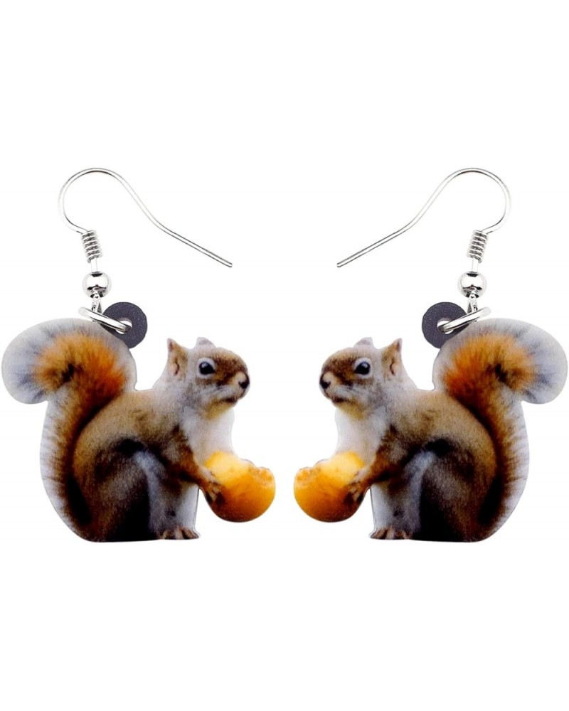 Acrylic Christmas Nut Squirrel Dangle Earrings Fashion Jewelry For Women Girls Ladies Funny Gift Brown $7.79 Earrings