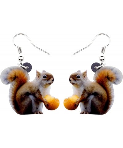 Acrylic Christmas Nut Squirrel Dangle Earrings Fashion Jewelry For Women Girls Ladies Funny Gift Brown $7.79 Earrings