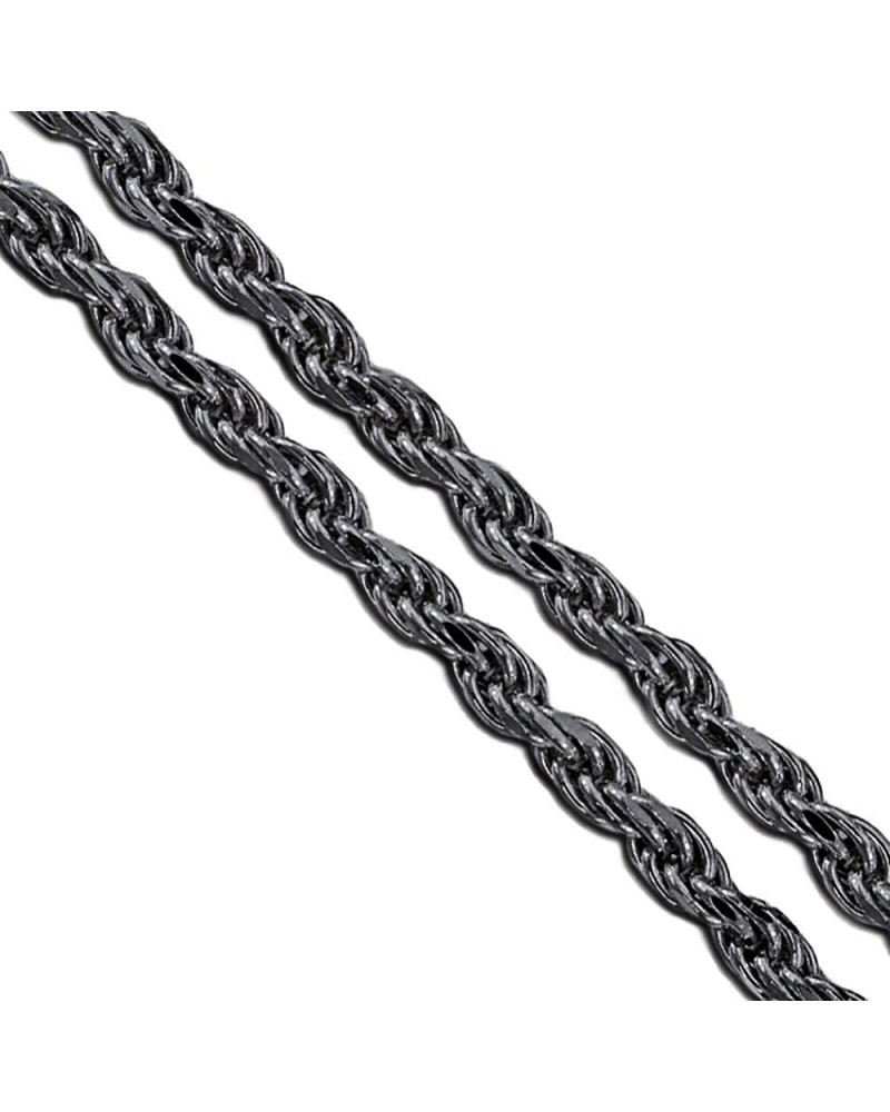 Stainless Steel Men's Rope Chain 2.9mm 3.8mm 4.6mm 5.9mm Heavy Cord Necklace 3.7mm (Black-Tone) Length 30 Inches $9.23 Others