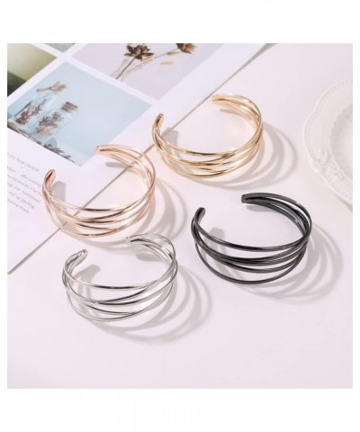 Hollow Bangle Bracelet for Women Multi Layered Rose Gold Cuff Bracelet for BFF Gold Cross Wire Open Bangle Bracelet for Teen ...