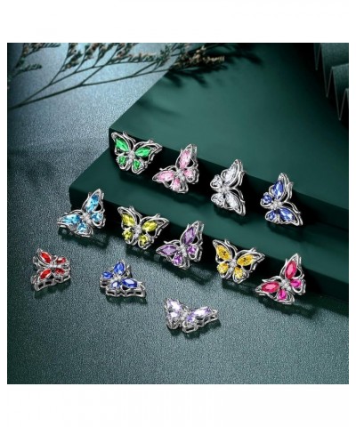 925 Sterling Silver Birthstone Butterfly Jewelry Women Crystal Animal Cute Butterflies Birthday Necklace/Earring/Ring/Bracele...