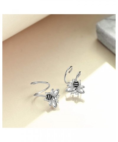 Mermaid/Tulip/Bee/Lightning/Snake/Pearl Crawler Climber Earrings Sterling Silver Jewelry Gifts for Women Girls Bee Wrap $20.6...