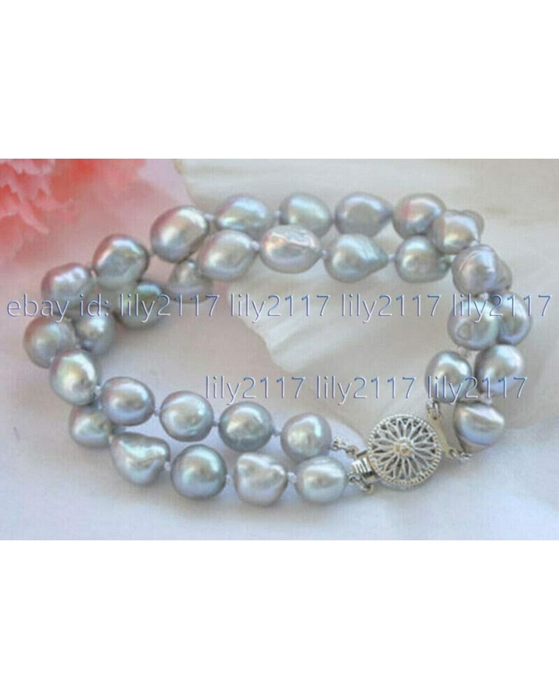 Bracelets 2 Rows Natural Gray 7-8/8-9/9-10mm Baroque Freshwater Pearl Bracelets 7.5" AAA 8-9mm $12.49 Beading & Jewelry Making