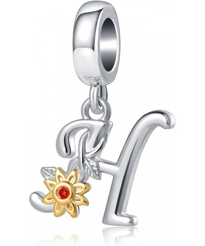 Initial A to Z Sunflower Charm You are My Sunshine Letter Pendant Bead for Pandora Bracelet Necklace H $8.84 Bracelets