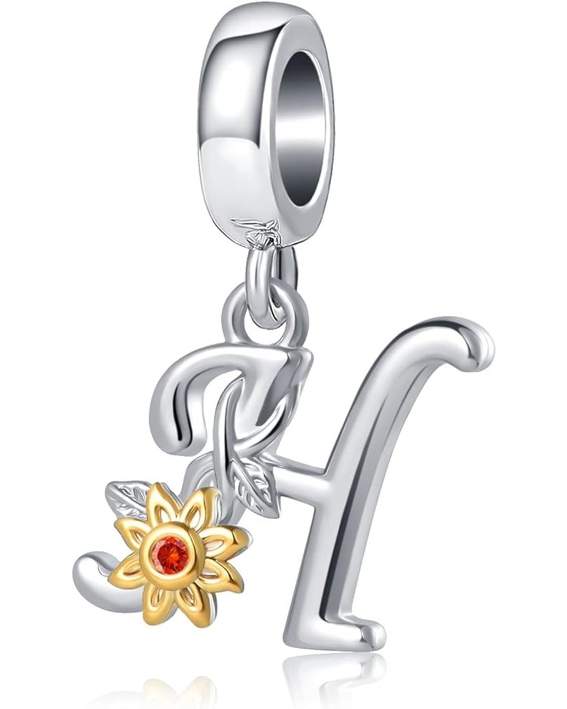 Initial A to Z Sunflower Charm You are My Sunshine Letter Pendant Bead for Pandora Bracelet Necklace H $8.84 Bracelets