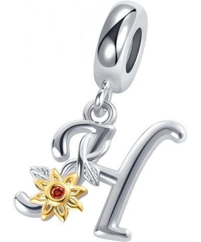 Initial A to Z Sunflower Charm You are My Sunshine Letter Pendant Bead for Pandora Bracelet Necklace H $8.84 Bracelets