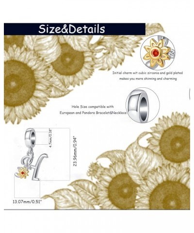 Initial A to Z Sunflower Charm You are My Sunshine Letter Pendant Bead for Pandora Bracelet Necklace H $8.84 Bracelets