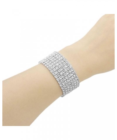 Ladies Rhinestone Bracelet Stretch Silver Tone Womens Elastic Bracelet Bangles Small Wrist Gold Tone Silver 7 $8.99 Bracelets