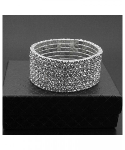 Ladies Rhinestone Bracelet Stretch Silver Tone Womens Elastic Bracelet Bangles Small Wrist Gold Tone Silver 7 $8.99 Bracelets