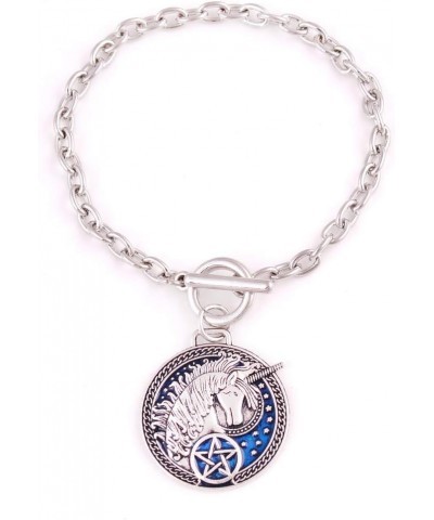 Unicorn Pendant Bracelet Blue Enamel Medieval Celtic Unicorn Magic Love Amulet Vintage Style for Men and Women Pentagram $16....