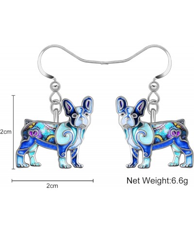 Enamel Alloy Cute French Bulldog Earrings Puppy Dangle Pets Jewelry for Women Girls Kids Charms Gifts Blue $8.50 Earrings