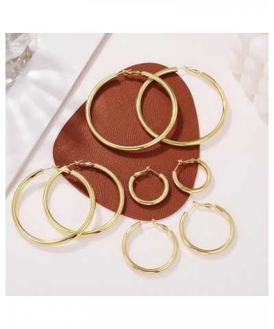 4MM 925 Sterling Silver Hoops Earrings, Lightweight Hollow Tube Chunky Gold Hoops for Women 14k Gold Plated Thick Hoop Earrin...