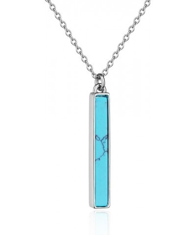 Gemstone Vertical Bar Necklace for Women Gold Silver Plated Dainty Amethyst White Howlite Turquoise Bar Pendant Necklace for ...