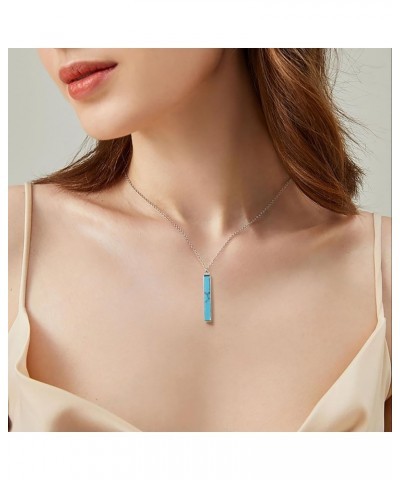 Gemstone Vertical Bar Necklace for Women Gold Silver Plated Dainty Amethyst White Howlite Turquoise Bar Pendant Necklace for ...