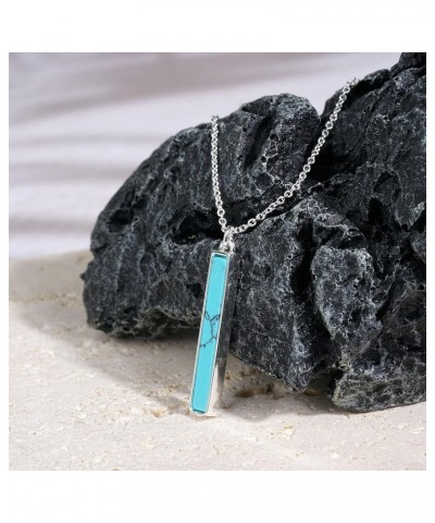 Gemstone Vertical Bar Necklace for Women Gold Silver Plated Dainty Amethyst White Howlite Turquoise Bar Pendant Necklace for ...