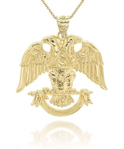 14K Yellow Gold Masonic Freemason Square & Compass Scottish Rite Double Headed Eagle Pendant Necklace - Choose Pendant Only o...