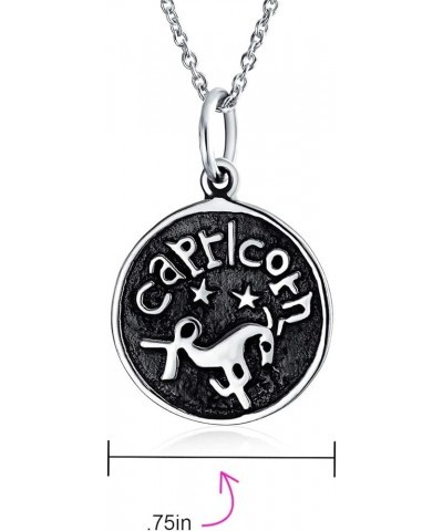 Personalize Astrology Constellation Celestial Horoscope Disc Medallion Pendant Zodiac Necklace For Women Oxidized Sterling Si...