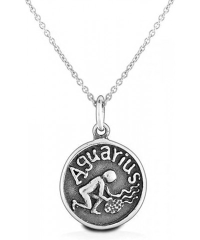 Personalize Astrology Constellation Celestial Horoscope Disc Medallion Pendant Zodiac Necklace For Women Oxidized Sterling Si...