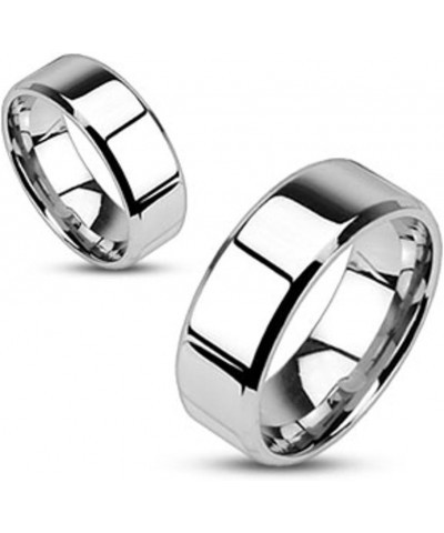 His and Hers Stainless Steel Princess Wedding Ring Set and Beveled Edge Wedding Band Women's Size 05 Men's 06mm Size 06 $21.0...