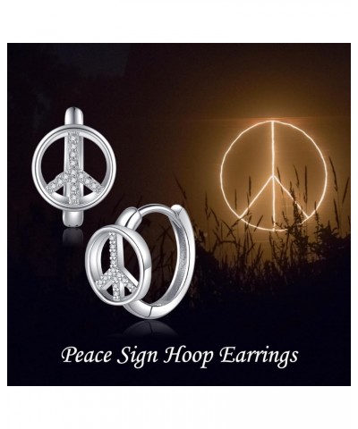 Peace Sign Earrings 925 Sterling Silver Peace Huggie Hoop Earrings Peace Sign Jewelry Christmas Gifts for Women Girls $16.19 ...