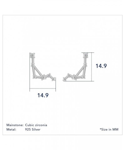 Horoscope Collection - Rhodium Clad Sterling Silver Cubic Zirconia Zodiac Constellation Symbol 12 Signs Earrings for Women Mo...
