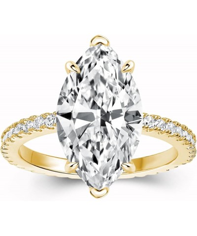 3.5CT Marquise Cut Engagement Ring,Simulated Diamond Ring,925 Sterling Silver 18K Yellow/White Gold Plated Promise Ring 9.5 (...