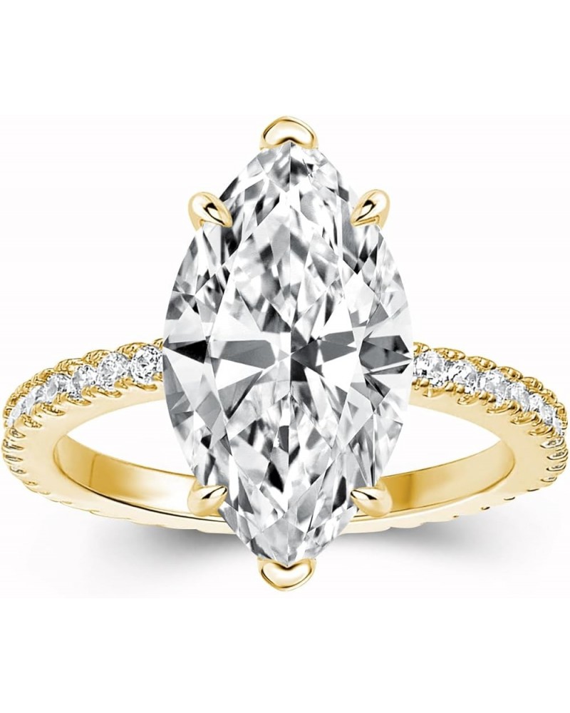 3.5CT Marquise Cut Engagement Ring,Simulated Diamond Ring,925 Sterling Silver 18K Yellow/White Gold Plated Promise Ring 9.5 (...