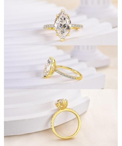 3.5CT Marquise Cut Engagement Ring,Simulated Diamond Ring,925 Sterling Silver 18K Yellow/White Gold Plated Promise Ring 9.5 (...