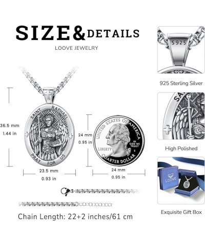 Jewelry Gifts - Saint Medals Amulet Necklace 925 Sterling Silver Protection Jewelry for Men Women with 22"+2" Rolo Chain E1-S...