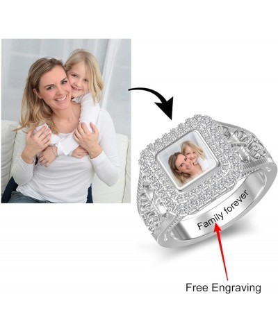 Personalized Rings with Pictures &Texts Custom 925 Sterling Silver Photo Ring Engraving Signet Rings for Women Memory Jewelry...