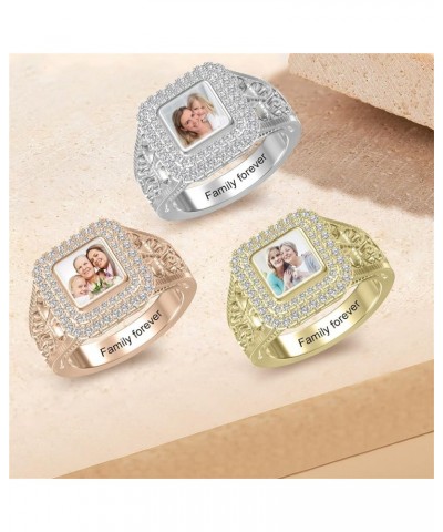 Personalized Rings with Pictures &Texts Custom 925 Sterling Silver Photo Ring Engraving Signet Rings for Women Memory Jewelry...