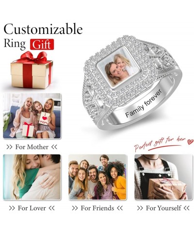 Personalized Rings with Pictures &Texts Custom 925 Sterling Silver Photo Ring Engraving Signet Rings for Women Memory Jewelry...