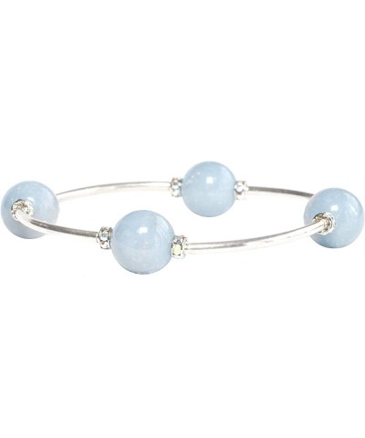 the Blessing Bracelet - 12MM Angelite Gemstone Beads with Crystal Rondelle Accents 8.25 Inches $22.68 Bracelets