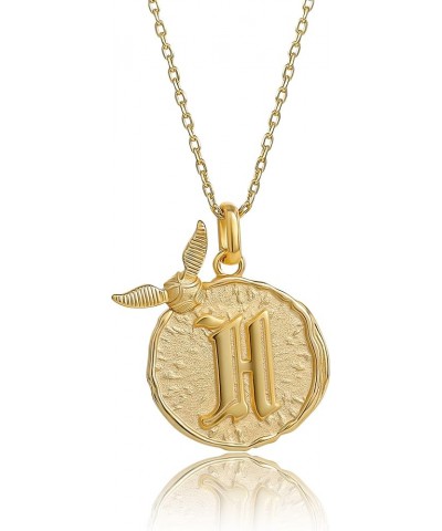 Wizarding World Golden Snitch Initial Pendant Necklace, Flash Plated, 18", Choose Letter Yellow H $22.55 Necklaces