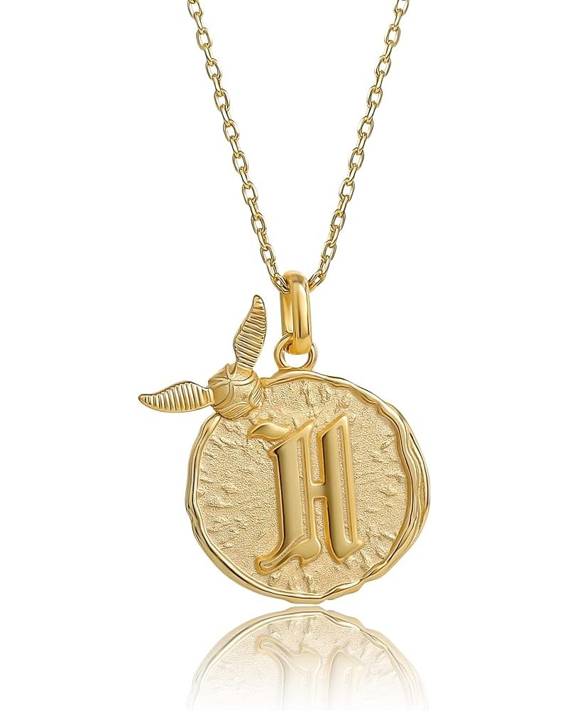 Wizarding World Golden Snitch Initial Pendant Necklace, Flash Plated, 18", Choose Letter Yellow H $22.55 Necklaces