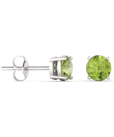 Natural and Certified Gemstone Solitaire Petite Stud Earrings in 14K Solid Gold | 0.20 Carat Earrings for Women Peridot 14K W...