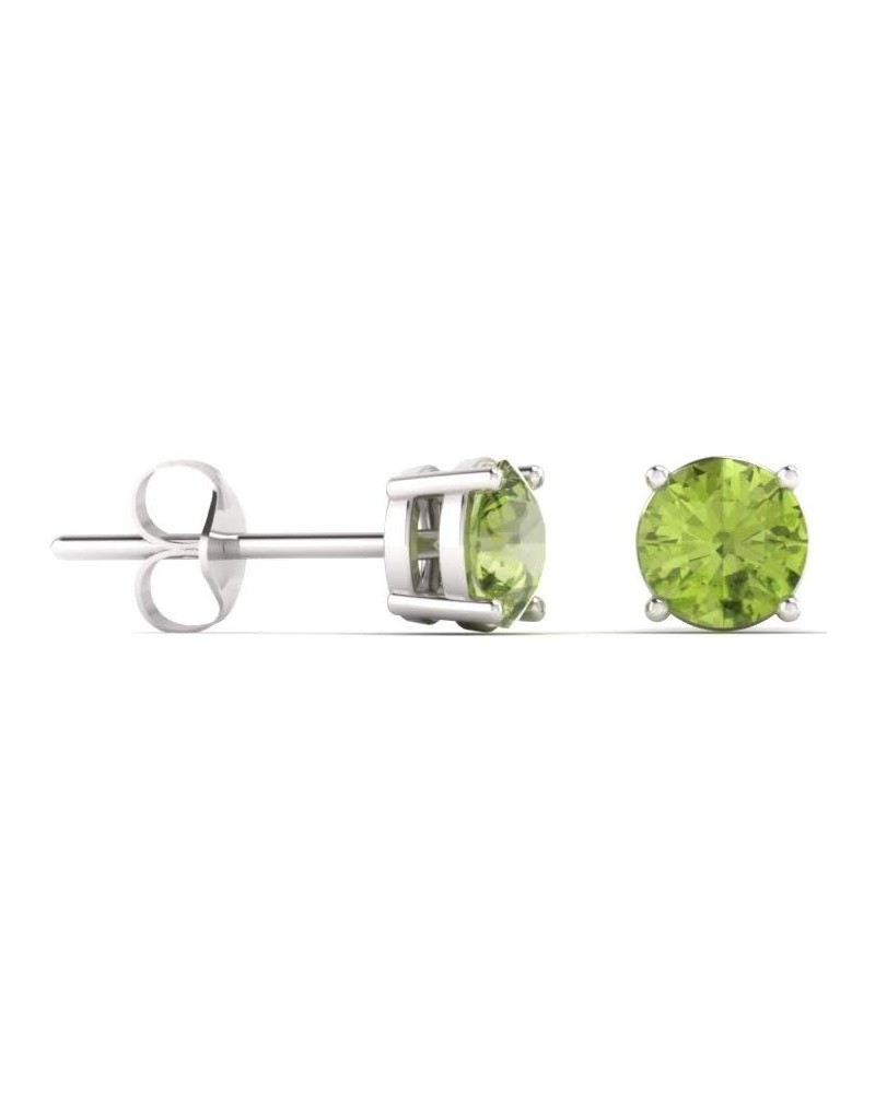 Natural and Certified Gemstone Solitaire Petite Stud Earrings in 14K Solid Gold | 0.20 Carat Earrings for Women Peridot 14K W...