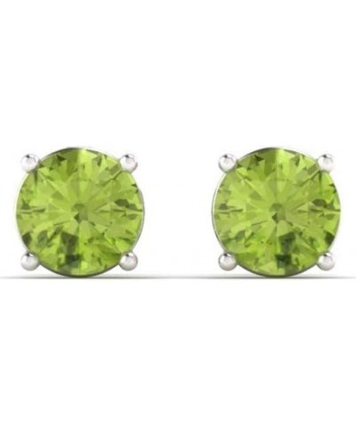 Natural and Certified Gemstone Solitaire Petite Stud Earrings in 14K Solid Gold | 0.20 Carat Earrings for Women Peridot 14K W...